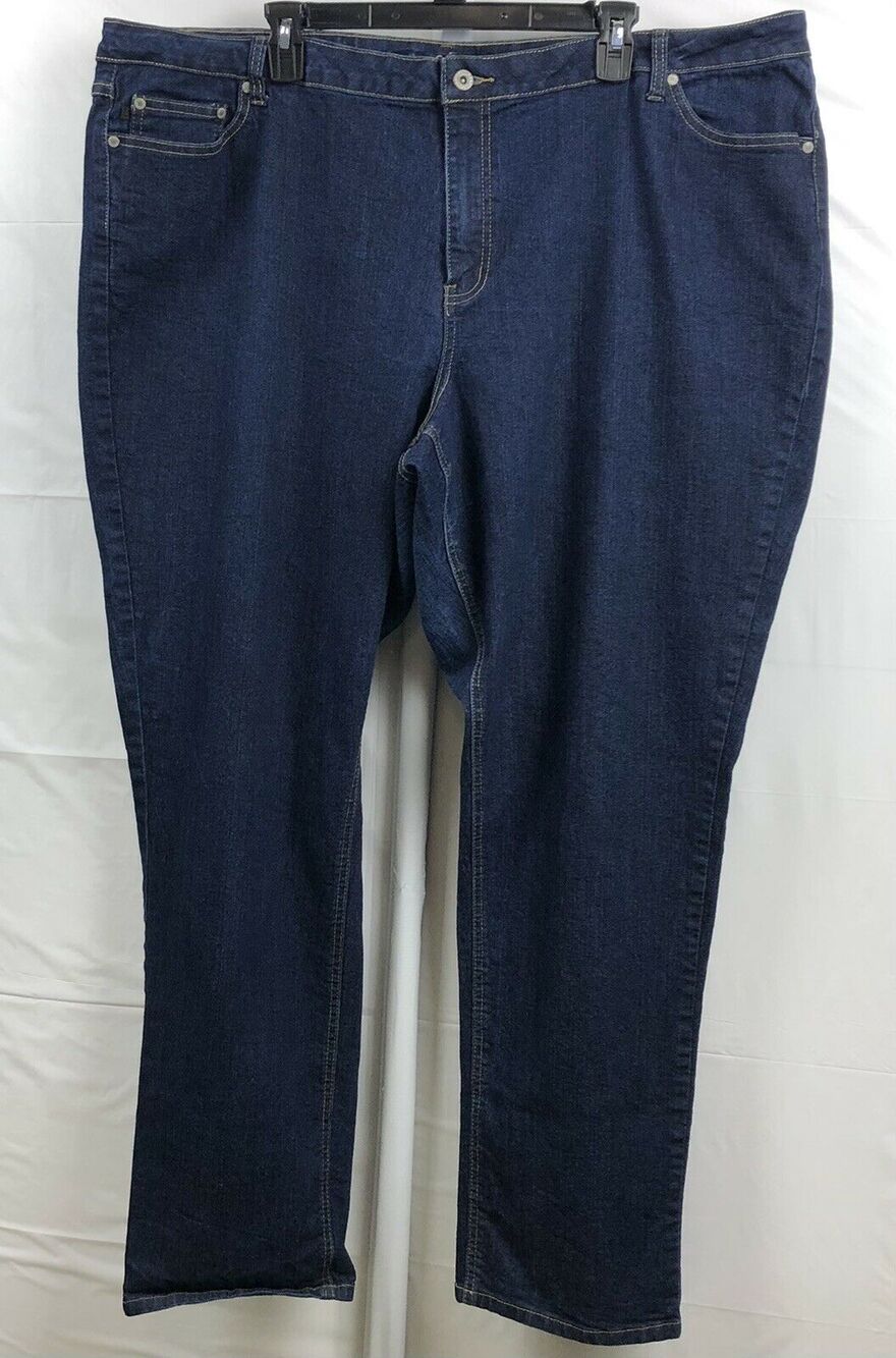 Ashley Stewart Denim Jeans Women Plus 26W Dark Blue Stretch Cotton Straight Leg